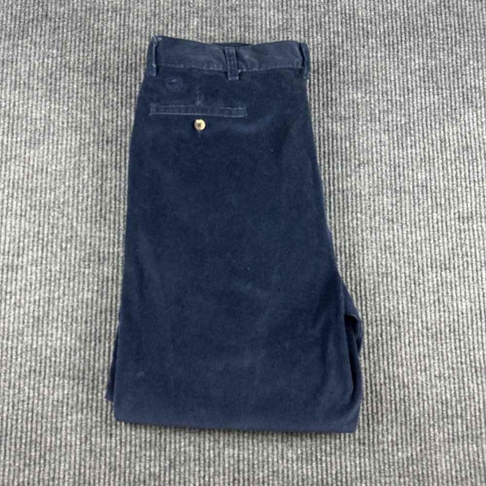 Duck Head Mens Navy Blue Corduroy Pleated Pants 38x30 Straight Leg Cuffed C178
